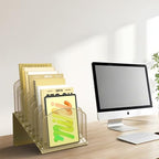 Sinboun Inclined Desk File Organizer Folder Holder with 8-Section, Gold - Image 4