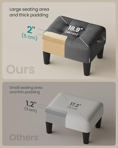 SONGMICS Foot Stool, Small Linen-Look Fabric Ottoman with Thick Cushion - Image 4