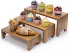ZUJJAFY Set of 3, Acacia Wood Risers Display Stands, Cupcake Stand Decorative Display Risers for Food Desserts, Tiered Wooden Riser Display Stands for Vendor Events, Party, Wedding by ZUJJAFY