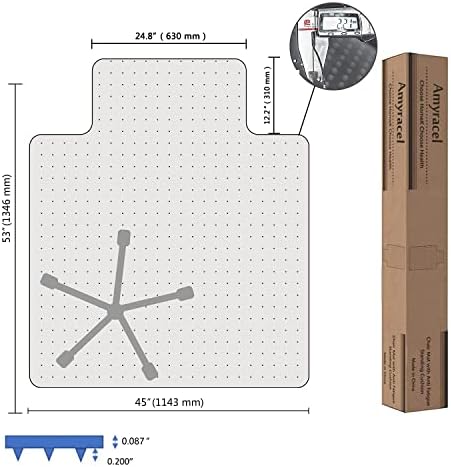 Amyracel Clear Chair Mat for Low Pile Carpet, 53'' x 45'' Thick Computer Desk Chair Mat for Carpeted Floors, Easy Glide Plastic Floor Mat for Office Chair on Carpet Protection (45'' x 53'' with Lip) - Image 6
