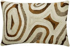 The HomeCentric Decorative Ivory & Gold 12"x20" (30x50 cm) Lumbar Pillow Cover, Silk Beaded & Agate Oblong Pillow, Beaded Pattern Modern Style - Agate Mystery by TheHomeCentric