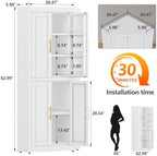 GAIOUS 63" Metal Corner Kitchen Pantry Cabinet, Kitchen Food Cabinets White - Image 2