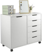 Lavish Home 5 Drawer Office Storage Cabinet, White, 30.75”x15.75”x25.43” by LavishHomeCollection