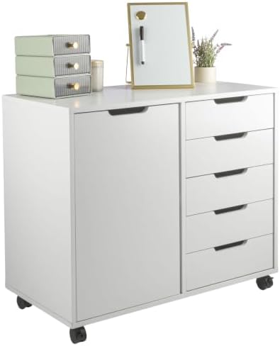 Lavish Home 5 Drawer Office Storage Cabinet, White, 30.75”x15.75”x25.43” by LavishHomeCollection