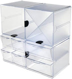 Deflecto Stackable Cube Organizer, Desk and Craft Organizer, 4 Drawers, Clear, Removable Drawers and Dividers, 6"W x 6"H x 7 1/8"D (350301CR) - Image 5