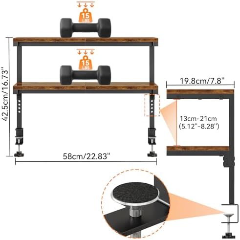 IBUYKE Clamp on Desk Shelf, 22.8” Large Desk Extender Shelves UTMZ010H - Image 2