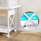 EasyCom Large Printer Stand with Fabric Storage Drawer and Locking Wheels - Image 7
