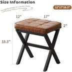 Foot Stool Small Ottoman Foot Rest Padded Foot Stool Desk for Under Office Desk Vanity Stool Bamboo Footstool Sofa Footrest Shoe Stool Small Foot Stools (Black Legs + Patterned Brown) - Image 2