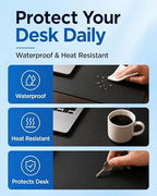 Aothia Cork Desk Mat - Dual-Sided XL PU Leather Desk Pad & Full Desk Protector, Large Waterproof Desktop Mat for Office & Gaming (47" x 23.6", Black) - Image 3