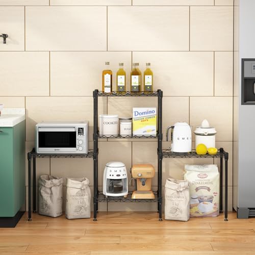 5 Tier Storage Racks Shelving, Heavy Steel Pantry Shelves, Adjustable Wire Shelving Rack, Suitable for Garage, Kitchen, Bathroom, Office, 21" W x 11.4" D x 59" H, Black - Image 5