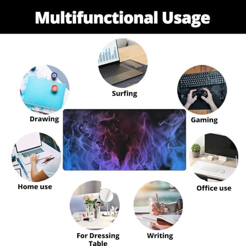 Abstract Smoke Purple XXL Gaming Mouse Pad 48x24in, Stitched Edges Non-Slip - Image 6