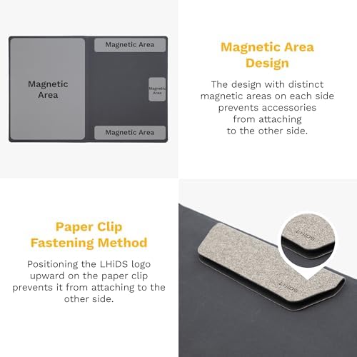 LHiDS Creative Magnetic Business Portfolio Resume Padfolio Organizer, A5 Folder with Clipboard, Paper Clip, Writing Pad, Magnetic Closure for Work, School and More, Grey - Image 2