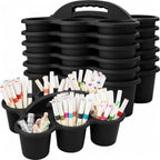 6 Pack Black Classroom Caddy with Handle, 6-Compartment Supply Organizer by Haundry