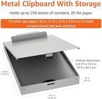 Amazon Basics Metal Clipboard with 2 Storage Compartments, Letter Size, 250 Sheet Capacity, Office Supplies with Self-Closing Latch, 14.1 x 9.2 x 2.6 inches, Silver - Image 5