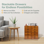 Stackable Modular 4-Pack 16 Drawer Desktop Storage Organizer in Modern Wood Design (20”x7”x 20”) Stackable Drawers For School Office - Crystals, Scrapbook Organization - Declutter Countertop - Image 6
