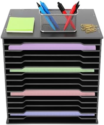 Scrapbook Paper Organizer, 15 Slot Vertical File Sorter Storage Rack, Desktop Paper Document Holder for 12" x 12" Paper, Files, Magazines, Home Office, Classroom and Craft Room by Unknown