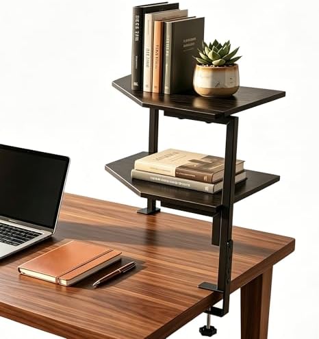 2-Tier Corner Clamp On Desk Shelf for Home Office Gaming Room by Unknown