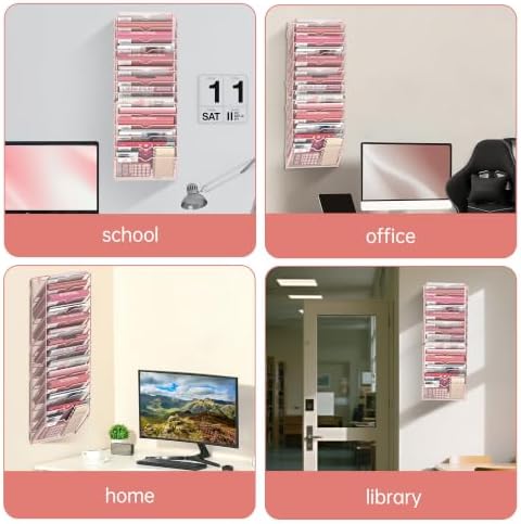14-Tier Wall File Organizer and Hanging File Organizer, Pink - Image 7