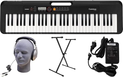 Casio Casiotone CT-S200BK 61-Key Portable Keyboard- Black Bundle with Stand, Headphones, AC Adapter, and Polishing cloth by Unknown