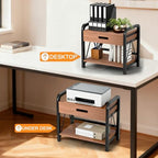 Printer Stand with Wooden Storage Drawer for Desk - Image 4