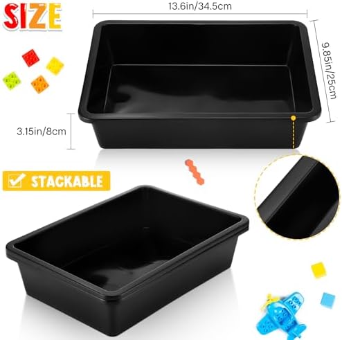 Sintuff 48 Pcs Classroom Paper Tray, Stackable Letter Size Bin, Black - Image 2