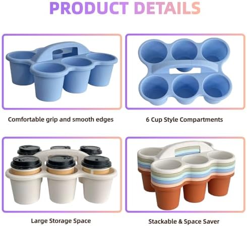 6 Pack Plastic Classroom Caddy Organizer with Handle, 6 Compartment, Boho - Image 4