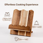Acacia Cookbook Stand for Kitchen Counter, Wood Scalloped Cook Book Holder - Image 4