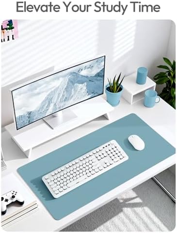YSAGi Leather Desk Protector, Office Mat, Large Mouse Mat, Non-Slip PU Leather Blotter, Laptop Desk Mat, Waterproof Writing Pad for Office and Home(Aquamarine, 63" x 24") - Image 6