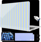 MEEgoodo for M5/M4/M3/M2 MacBook Air 15 inch Case 2026 2025 2024 2023, Case Fit Model (A3448/A3241/A3114/A2941) for MacBook Air 15.3 inch, Yellow&White Stripes by MEEgoodo