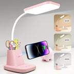 LED Desk Lamp with 10W Wireless Charging & Pen Holder, Pink by Sailstar