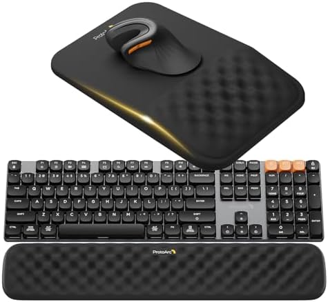 ProtoArc KMP50 Ergonomic Mouse Pad with Wrist Rest, Lycra Surface, Black by ProtoArc