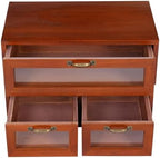 Xuthusman Wooden Desktop Display Cabinet,3-Drawer Vintage Desktop Organizing Cabinet Desktop Storage Box with Acrylic Clear Doors Stackable Tabletop Organizer for Office Dresser (Brown) by Xuthusman