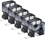 5 Pack Compatible for Dymo Rhino 18057 Black on White 3/4" x 4.9' Industrial Heat Shrink Tube Labels for Rhino 4200 5000 5200 6000 3M Label Maker by KCMYTONER