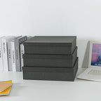 Soul & Lane - Black Kraft Decorative Storage Boxes with Lids, Set of 3 - Image 3