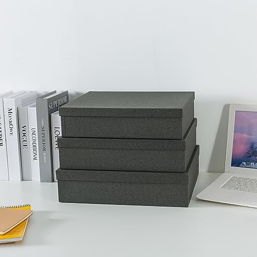 Soul & Lane - Black Kraft Decorative Storage Boxes with Lids, Set of 3 - Image 3