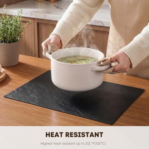 Artoid Mode Black Faux Leather Placemats Set of 8, 12x18 Inch Waterproof Wipeable Heat Resistant Vinyl Halloween Place Mats, Reversible Table Mats for Kitchen Dining Decor - Image 4