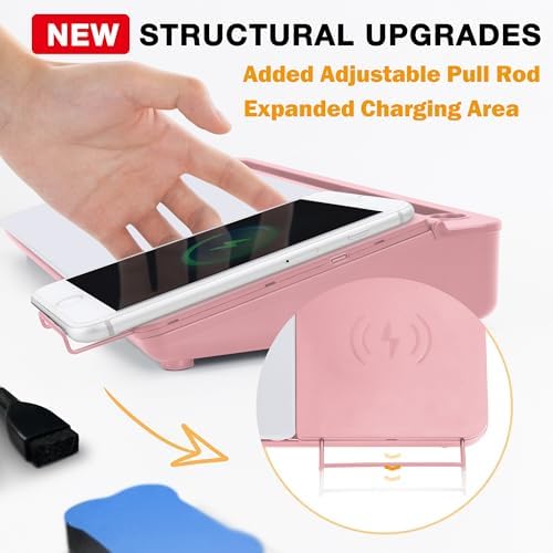 SELEAD Desktop Glass Whiteboard with Wireless Charger and Mirror, Pink - Image 3