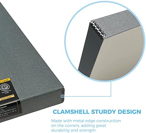 Lineco Clamshell Archival Storage Box, 13.5x19.5x1.75 Inch, Gray, Pack of 2 - Image 4