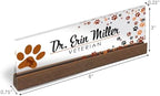 Artblox Personalized Office Desk Name Plate and Business Card Holder | Clear Acrylic Glass with Teak Wood Stand | Vet Animal Design Customized with Your Name and Credentials Office Desk Décor - Image 3