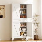 COFaR 71" Tall Pantry Cabinet with Drawer, White Storage Cabinet with Adjustable Shelves, 3-Section Freestanding Cupboard for Kitchen Organization by COFAR