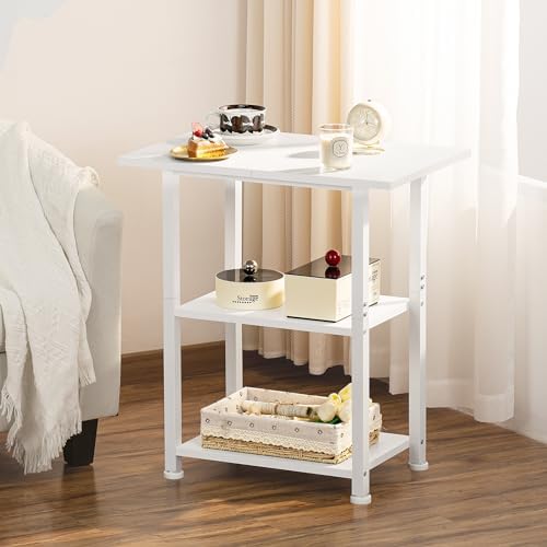 Lerliuo 3-Tier Printer Stand, Industrial Mobile Printer Table with Storage Shelf and Steel Frame, Rolling Printer Cart Holder with Lockable Wheels for Home, Office (White) - Image 2