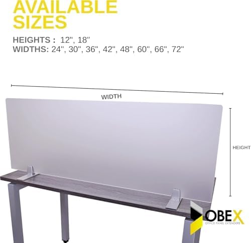 OBEX Acrylic Free Standing Screen, Divider for Desk Privacy Home & Office Partitions for Table Top Workstation, Portable Cubicle Panel for Work, 12" x 48", Frosted - Image 6