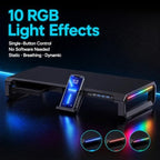 T2 Metal Monitor Stand with USB Hub, RGB Lighting & Storage Drawer - Image 3