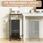 Adjustable Computer Tower Stand - 23.03"-28.3"H PC Holder Cart - Image 3