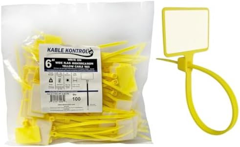 Kable Kontrol Write-On Flag Identification Zip Ties 6 Inch 100 Pcs - Yellow by KABLEKONTROL%C2%AE