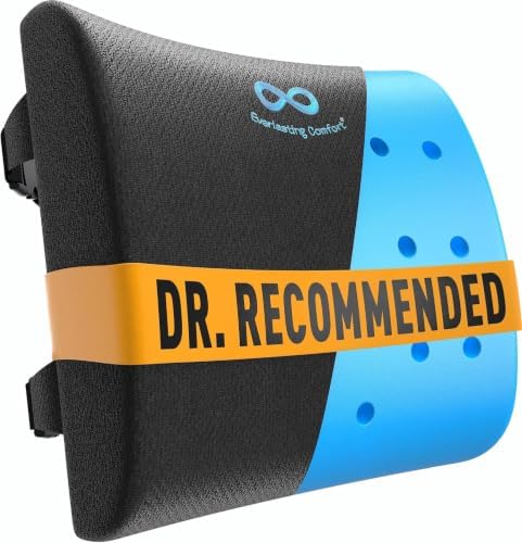 Everlasting Comfort Lumbar Support Pillow for Office Chair - Improves Posture, Promotes Back Pain Relief - Superior Back Support for Gaming and Desk Chairs - Lumbar Pillow for Car, Couch by EverlastingComfort