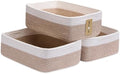 MiniArk Large Shallow Organizing Baskets 15x11x5.1 Inches - Rope Woven Storage Bins for Bathroom, Shelves, Cube Closet, White Mixed Brown 3 Packs by MiniArkStorageBasketsHome