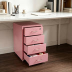 4 Drawer Vertical File Cabinet, Beige Metal File Cabinet with Lock(Pink) - Image 7