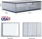 STORi STAX Plastic Stackable Organizer Drawers (Set of 2) Classic Grey | 12.5" Wide | Set Includes One Open Drawer & One Divided Drawer | Organize Office Desk Accessories & Sort Paper | Made in USA - Image 3