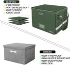 ENGPOW File Box with Lock, Fireproof Document Box with Zipper Lid, Collapsible File Storage Organizer Filing Cabinet with Handle, Portable Home Office Safe for Hanging Letter/Legal Folders, Green - Image 6